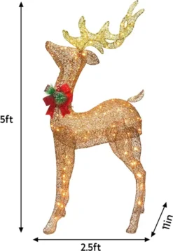 5ft 100 LED Yard Lights - Fabric Champagne Buck -Christmas Decorations 5ft LED Yard Lights Fabric Champagne Buck 6 600x866 1