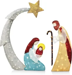 5ft 140 LED Tinsel Nativity Scene Warm White Yard Light 10 5ft 140 LED Tinsel Nativity Scene Warm White Yard Light -Christmas Decorations 5ft Tinsel Nativity Scene 140 LED Warm White Yard Light 5 600x627 1