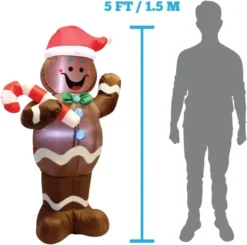 5ft LED Yard Decoration Inflatable Gingerbread Man -Christmas Decorations 5ft Yard Decoration Inflatable Gingerbread Man 6 result 600x596 1