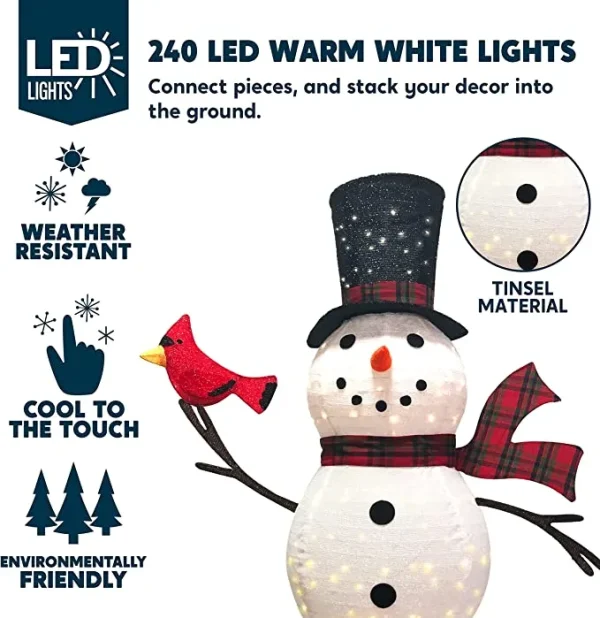 6ft 240 LED Collapsible Snowman Yard Light 4 6ft 240 LED Collapsible Snowman Yard Light - Image 2