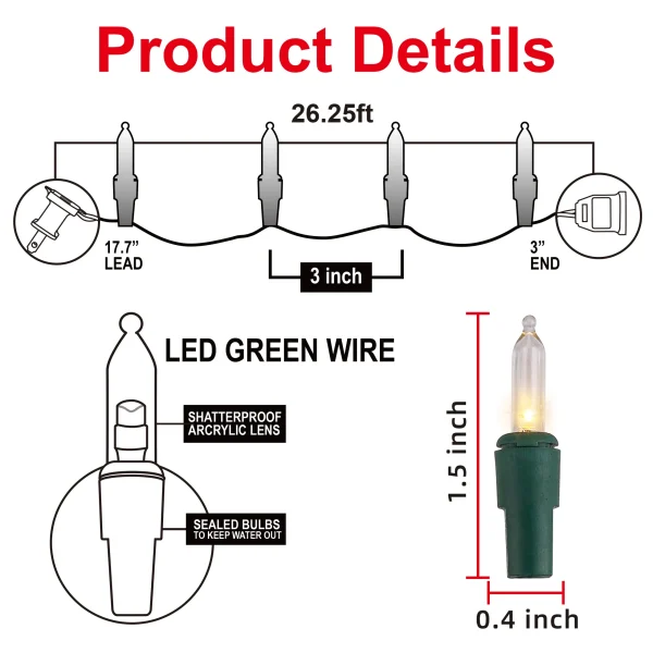 600 LED Cool White Led String Lights Green Wire 8 600 LED Cool White Led String Lights Green Wire - Image 6