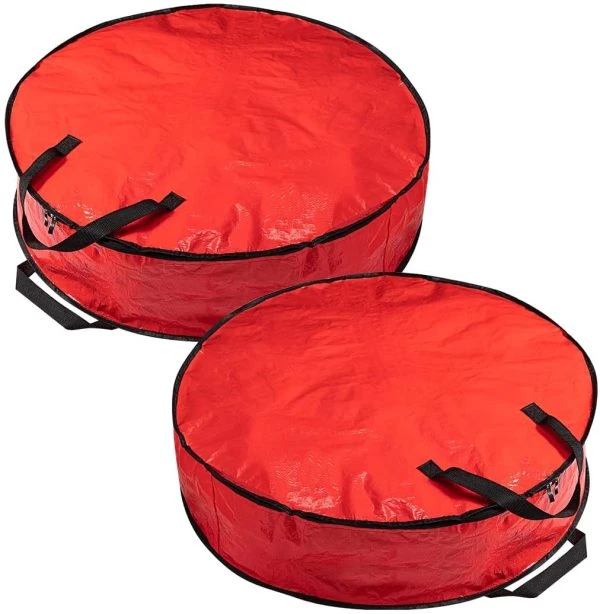 2pcs Red Christmas Wreath Storage Bags 36in 3 2pcs Red Christmas Wreath Storage Bags 36in