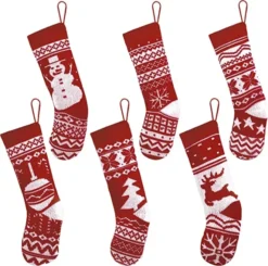 Christmas Decorations 14 6pcs Knit Christmas Stockings Decoration