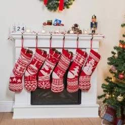 Christmas Decorations -Christmas Decorations 6Pcs Knit Christmas Stockings 2 600x600 1