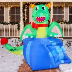 6ft LED Christmas Dragon Inflatable In A Gift Box