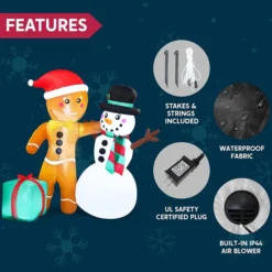 6ft Inflatable LED Gingerbread Man With Snowman 12 6ft Inflatable LED Gingerbread Man With Snowman -Christmas Decorations 6ft Inflatable LED Gingerbread Man with Snowman 6 结果 600x600 1