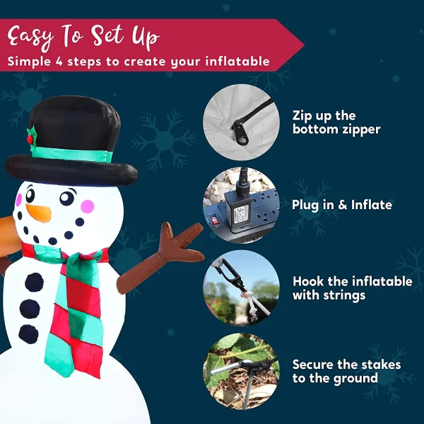 6ft Inflatable LED Gingerbread Man With Snowman 8 6ft Inflatable LED Gingerbread Man With Snowman - Image 6