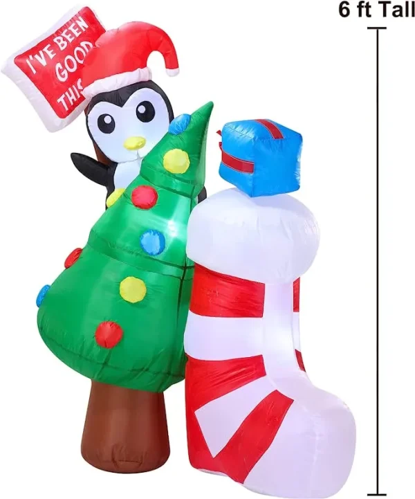 5ft Inflatable LED I've Been Good Sign Penguin 5 5ft Inflatable LED I've Been Good Sign Penguin - Image 3