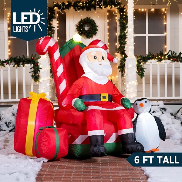 6ft Inflatable LED Santa Claus Decoration 4 6ft Inflatable LED Santa Claus Decoration - Image 2