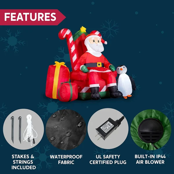 6ft Inflatable LED Santa Claus Decoration 8 6ft Inflatable LED Santa Claus Decoration - Image 6