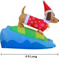 6ft Inflatable LED Inflatable Weiner Dog Snowboarding -Christmas Decorations 6ft Inflatable LED inflatable Weiner Dog Snowboarding 3 result 600x596 1