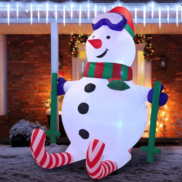 6ft LED Tall Skiing Blow Up Snowman 3 6ft LED Tall Skiing Blow Up Snowman