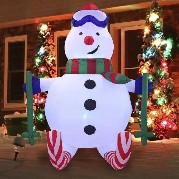 6ft LED Tall Skiing Blow Up Snowman 4 6ft LED Tall Skiing Blow Up Snowman - Image 2
