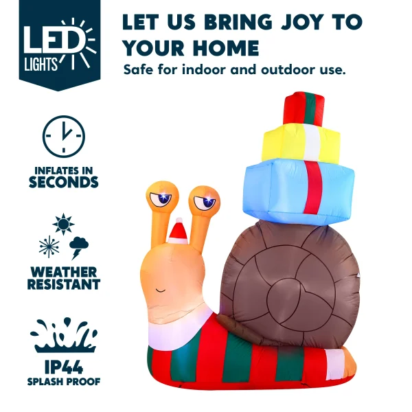 6ft Inflatable LED Snail With A Stack Of Gifts 5 6ft Inflatable LED Snail With A Stack Of Gifts - Image 3