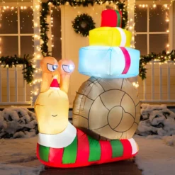 6ft Inflatable LED Snail With A Stack Of Gifts 11 6ft Inflatable LED Snail With A Stack Of Gifts -Christmas Decorations 6ft Large Cute Snail with a Stack of Gifts Inflatable 4 600x600 1