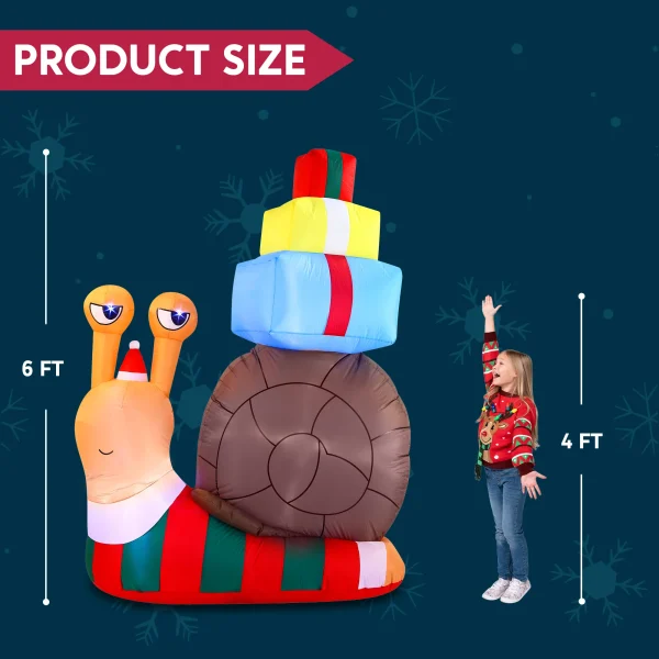 6ft Inflatable LED Snail With A Stack Of Gifts 7 6ft Inflatable LED Snail With A Stack Of Gifts - Image 5