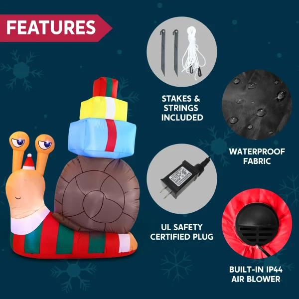6ft Inflatable LED Snail With A Stack Of Gifts 8 6ft Inflatable LED Snail With A Stack Of Gifts - Image 6