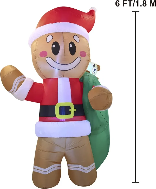 6ft Large Santa Helper Gingerbread Man Inflatable 7 6ft Large Santa Helper Gingerbread Man Inflatable - Image 5