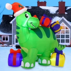 6ft Tall LED Christmas Inflatable Dinosaur