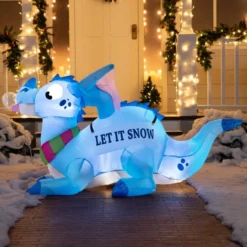 6ft Long LED Blue Dragon With Snowflake Decoration 11 6ft Long LED Blue Dragon With Snowflake Decoration -Christmas Decorations 6ft Long LED Blue Dragon with Snowflake Decoration 600x600 1