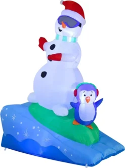 6ft Tall Inflatable Snowman Snowboarding 9 6ft Tall Inflatable Snowman Snowboarding -Christmas Decorations 6ft Snowboarding Snowman with A Penguin Inflatable 2 result 600x805 1