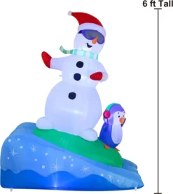 6ft Tall Inflatable Snowman Snowboarding 10 6ft Tall Inflatable Snowman Snowboarding -Christmas Decorations 6ft Snowboarding Snowman with A Penguin Inflatable 3 result 600x674 1
