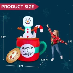 6ft LED Christmas Inflatable Snowman In Mug With Cookie 12 6ft LED Christmas Inflatable Snowman In Mug With Cookie -Christmas Decorations 6ft Tall LED Christmas Inflatable Snowman 3 600x600 1