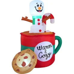 6ft LED Christmas Inflatable Snowman In Mug With Cookie 11 6ft LED Christmas Inflatable Snowman In Mug With Cookie -Christmas Decorations 6ft Tall LED Christmas Inflatable Snowman 8
