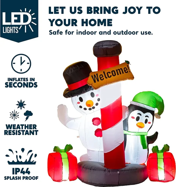 6ft Tall LED Welcome Sign Inflatable Christmas Decor 5 6ft Tall LED Welcome Sign Inflatable Christmas Decor - Image 3