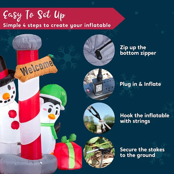 6ft Tall LED Welcome Sign Inflatable Christmas Decor 8 6ft Tall LED Welcome Sign Inflatable Christmas Decor - Image 6