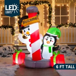 Christmas Decorations -Christmas Decorations 6ft Tall LED Welcome Sign Inflatable Christmas Decor 6 600x600 1