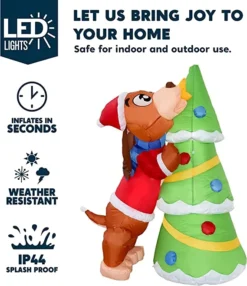 6ft LED Christmas Puppy Inflatable Putting A Tree Topper 10 6ft LED Christmas Puppy Inflatable Putting A Tree Topper -Christmas Decorations 6ft Tall Puppy Putting a Tree Topper Christmas Inflatable 1