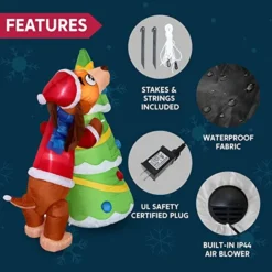 6ft LED Christmas Puppy Inflatable Putting A Tree Topper 13 6ft LED Christmas Puppy Inflatable Putting A Tree Topper -Christmas Decorations 6ft Tall Puppy Putting a Tree Topper Christmas Inflatable 2