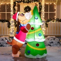 6ft LED Christmas Puppy Inflatable Putting A Tree Topper 11 6ft LED Christmas Puppy Inflatable Putting A Tree Topper -Christmas Decorations 6ft Tall Puppy Putting a Tree Topper Christmas Inflatable 6