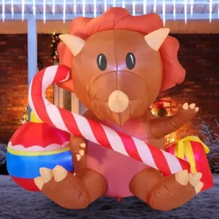 6ft Triceratops Christmas Inflatable Decoration