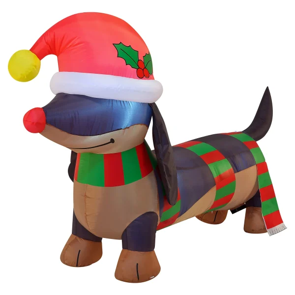 6ft Long Inflatable Christmas Wiener Dog 6 6ft Long Inflatable Christmas Wiener Dog - Image 4
