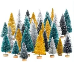 32pcs Snow Frost Mini Artificial Christmas Tree