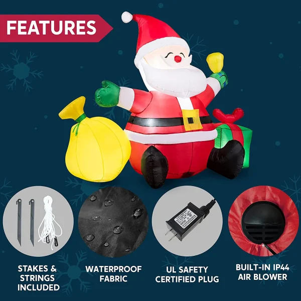 7ft LED Christmas Decoration Inflatable Santa Claus 8 7ft LED Christmas Decoration Inflatable Santa Claus - Image 6