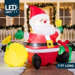 Christmas Decorations -Christmas Decorations 7ft LED Christmas Decoration Inflatable Santa Claus 7 600x600 1