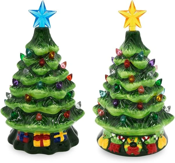 2pcs Pre Lit Ceramic Tabletop Christmas Tree 7in 3 2pcs Pre Lit Ceramic Tabletop Christmas Tree 7in