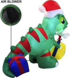 6ft LED Christmas Dinosaur Inflatable With A Gift -Christmas Decorations 81UVzDqb5oL. AC SL1500 600x665 1