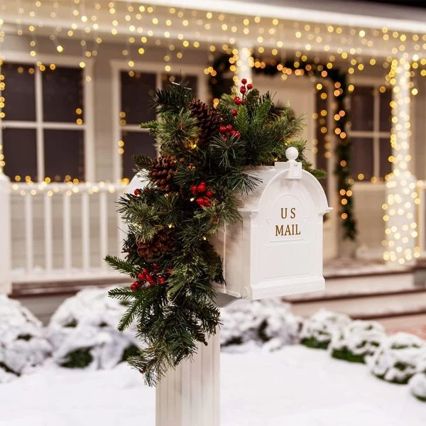 Pre Lit Christmas Mailbox Swag 36in 3 Pre Lit Christmas Mailbox Swag 36in