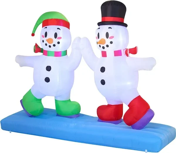 8ft Inflatable LED High Five Snowman Ice Skating 4 8ft Inflatable LED High Five Snowman Ice Skating - Image 2