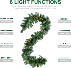 100 Warm White Lights Prelit Christmas Garland 9ft 10 100 Warm White Lights Prelit Christmas Garland 9ft -Christmas Decorations 9 Foot Prelit Christmas Garland with Lights Red Berries 3 result 600x576 1