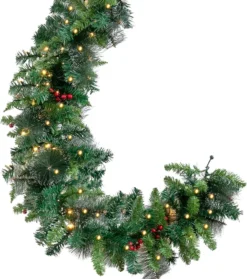 100 Warm White Lights Prelit Christmas Garland 9ft 12 100 Warm White Lights Prelit Christmas Garland 9ft -Christmas Decorations 9 Foot Prelit Christmas Garland with Lights Red Berries 5 result 600x678 1