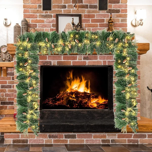 9ft Prelit Garland With 50 Warm White String Lights 3 9ft Prelit Garland With 50 Warm White String Lights