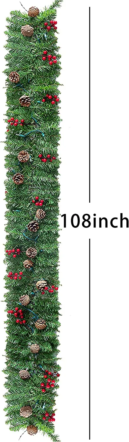 9ft Prelit Garland With 50 Warm White String Lights 7 9ft Prelit Garland With 50 Warm White String Lights - Image 5