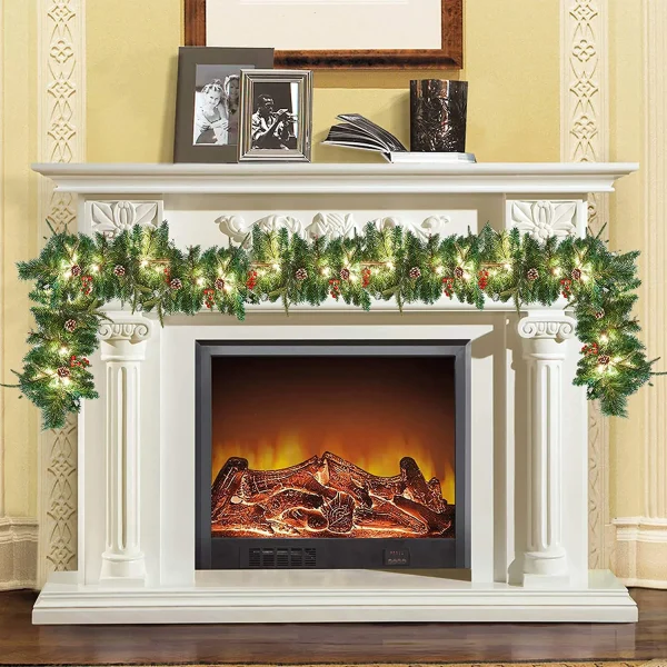 9ft Snow Flocked Prelit Christmas Garland With 50 Lights 2 9ft Snow Flocked Prelit Christmas Garland With 50 Lights