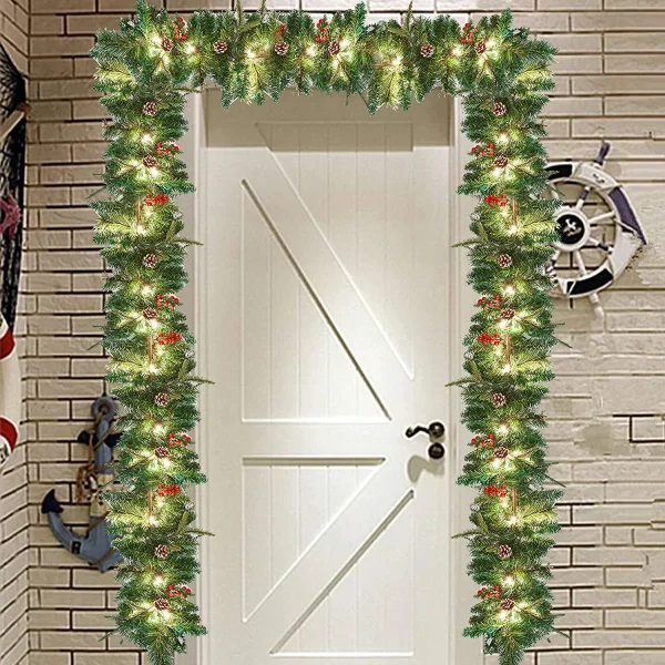 9ft Snow Flocked Prelit Christmas Garland With 50 Lights 7 9ft Snow Flocked Prelit Christmas Garland With 50 Lights - Image 6