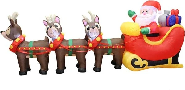 9.5ft LED Christmas Inflatable Santa With Reindeer 6 9.5ft LED Christmas Inflatable Santa With Reindeer - Image 4